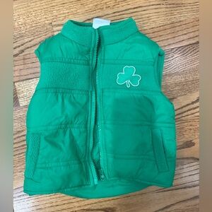 ☘️ Kids Green Quilted Vest with Shamrock Accent ☘️